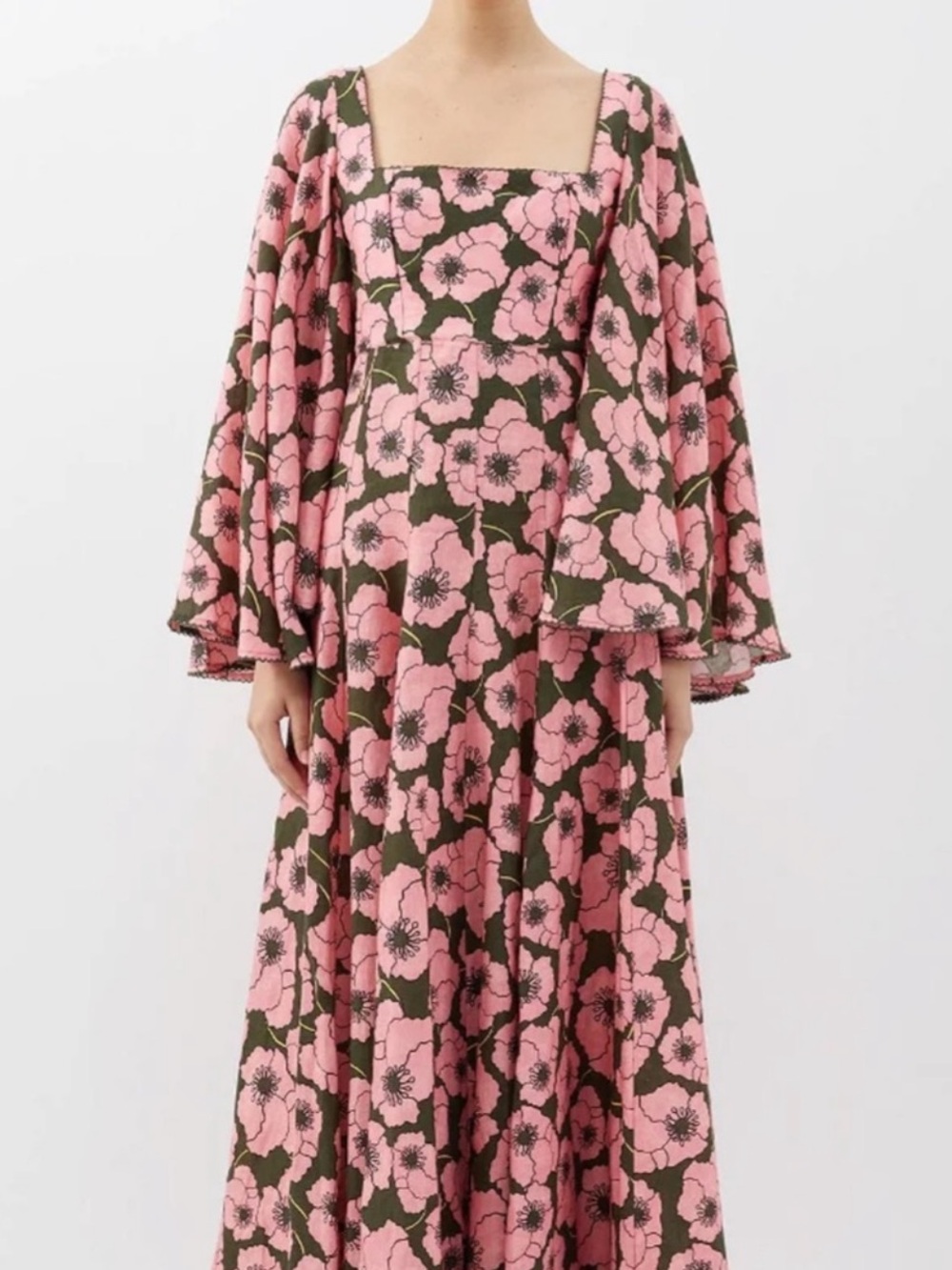 NWT Agua by Agua Bendita Cumbia Floral Pink Maxi Dress, XL